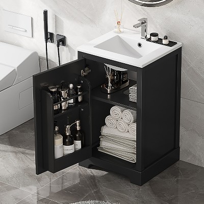 20 Inch Bathroom Vanity With Sink, Bathroom Cabinet With Soft Close Door, Storage Rack And Adjustable Shelves