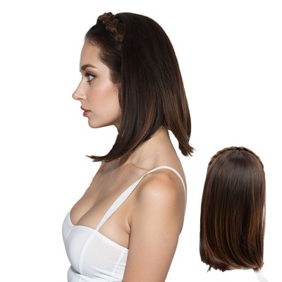 Alilang Braided Hairband Wig with Straight Shoulder Hair Extensions Casual Hairpiece for Holiday