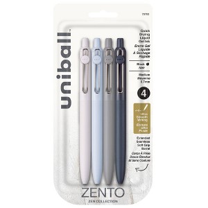 uniball Zento Retractable Liquid Gel Pens 4pk Medium Point 0.7mm