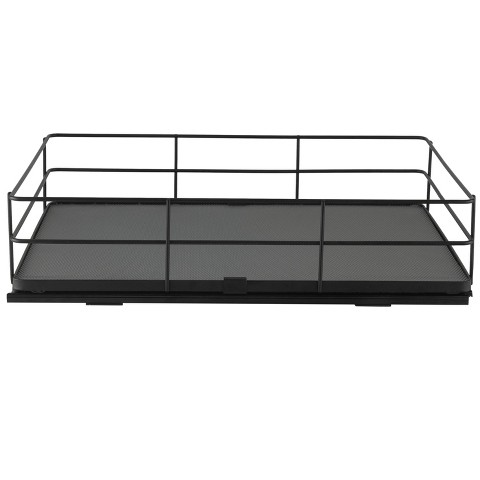 Organize It All 13.8"x20" Slide Out Shelf Organizer: Steel Kitchen Cabinet Storage, Black, 4.5" Height, 16.16 lbs