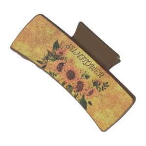 Unique Bargains Women's Fashion Sunflower Hair Clips 3.94"x1.97"x1.77" Yellow Deep Brown 1 Pc - 1 of 3