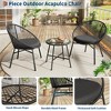 3 Pieces Outdoor Acapulco Chair Patio Bistro Set, All-Weather Acapulco Chairs with Glass Top Table, Modern Patio Conversation Chairs Set of 2 - 2 of 4