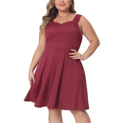 Agnes Orinda Women's Plus Size Sleeveless Sweetheart Neck Cocktail Bridesmaid Party A Line Dress