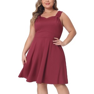 Agnes Orinda Women's Plus Size Sleeveless Sweetheart Neck Cocktail Bridesmaid Party A Line Dress - 1 of 4