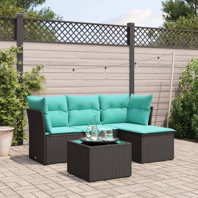 vidaXL Garden Sofa Set  PE rattan, powder-coated steel, tempered glass
