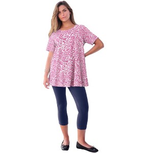 Roaman's Women's Plus Size Ultimate Swing Tee With Keyhole Back - 1 of 4