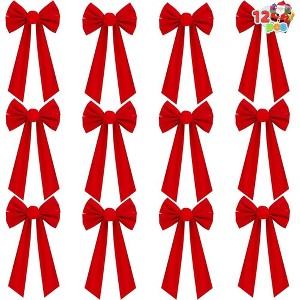 JOYFY 12pcs Christmas Red Velvet Bow Decoration for Christmas Party - 1 of 4