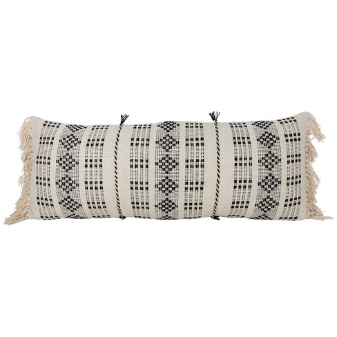 Oversized Oblong Woven Knotted Fringe Decorative Throw Pillow Natural -  Threshold™