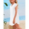 Girl's V Neck Short Sleeve Beach Dress Summer Swimsuit Bikini Cover Up - 2 of 4