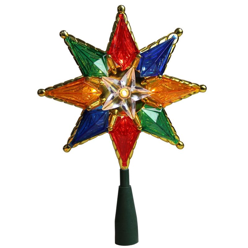 Northlight 8" Lighted Multi Color 8-Point Star Christmas Tree Topper - Clear Lights, 3 of 6