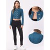 Allegra K Women's Stand Collar Zip Up Faux Suede Cropped Jacket - 2 of 4