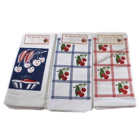 Decorative Towel Cherry Pie Kitchen Towel 100% Cotton Retro