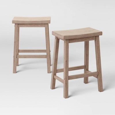 2pk 24" Solid Wood Saddle Counter Height Barstools - Room Essentials™