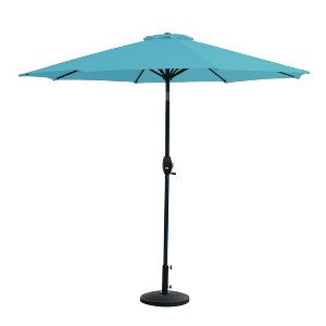 WestinTrends 9 Ft Outdoor Patio Market Table Umbrella with Decorative Round Resin Base - 1 of 3