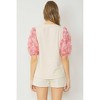 Women's Ribbed 3d Floral Sleeved Top - entro - 2 of 4