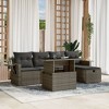 vidaXL 6 Piece Patio Sofa Set with Cushions - Gray Poly Rattan without Storage - 2 of 4