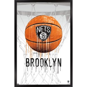 Trends International NBA Brooklyn Nets - Drip Basketball 21 Framed Wall Poster Prints - 1 of 4
