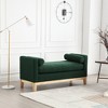 TiramisuBest 53.5" Upholstered Bench with Wood Legs & Bolster Pillows – Elegant Ottoman for End of Bed, Bedroom, Living Room, Entryway (Black) - 2 of 4