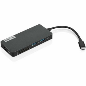 Lenovo USB-C 7-in-1 Hub - for Notebook - Charging Capability - Memory Card Reader - microSD (TransFlash), SD - USB Type C - 4K UHD - 3840 x 2160 - 1 of 4