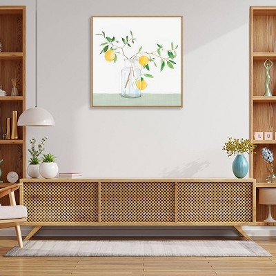 Sweet Lemonade Abstract Canvas Wall Art with Float Frame