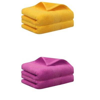 Unique Bargains Bathroom Durable Lightweight Quick Drying Cotton Hand Towel 4 Pcs
