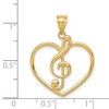 Black Bow Jewelry 14k Yellow Gold Treble Clef and Heart Pendant - 4 of 4