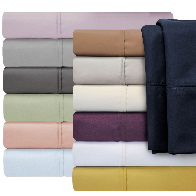 1000 Thread Count Luxury Solid Deep Pocket Cotton Blend Bed Sheet Set by Blue Nile Mills, 4 of 6