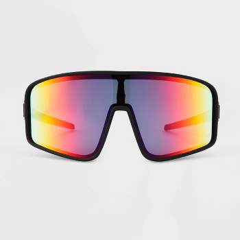 Men's Matte Plastic Shield Sunglasses - All In Motion™ Black