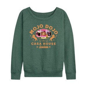 Women's - Barbie - Mojo Dojo Casa House West Lightweight French Terry Wide Neck Long Sleeve Shirt - 1 of 4