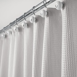Mdesign Extra Long Cotton Waffle Weave Fabric Shower Curtain 72