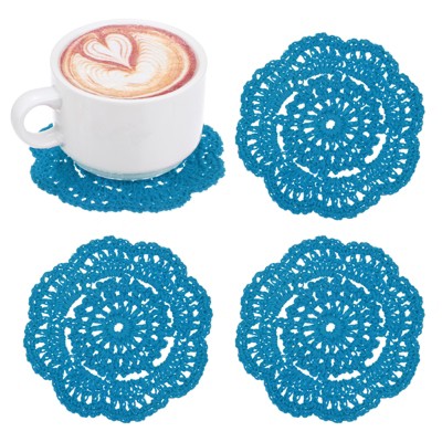 Unique Bargains Round Handmade Crochet Cotton Cup Coaster Placemats Home Decoration