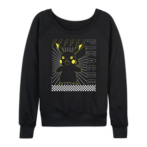 Women's - Pokémon - Pikachu Electric Bolt Lightweight French Terry Wide Neck Long Sleeve Shirt - 1 of 4