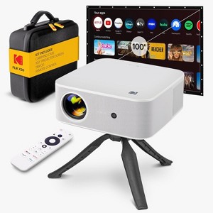 Kodak FLIK X20 Full HD Smart Projector Kit with 100" Screen, Tripod, Remote, Wi-Fi, EVA Case (White) - 1 of 4