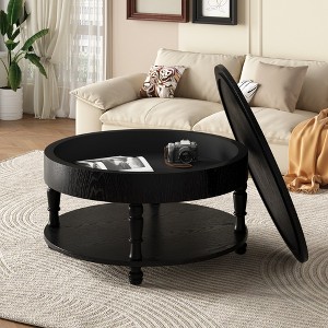 Racxily Coffee Table for Living Room, Modern Round Coffee Table, Adjustable Leveling Feet, Easy Assembly - 1 of 4