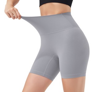 NPolar Women's High Waist Biker Shorts with 6.3In Inseam No Front Seam for Workout Yoga Running Volleyball Dance - 1 of 4