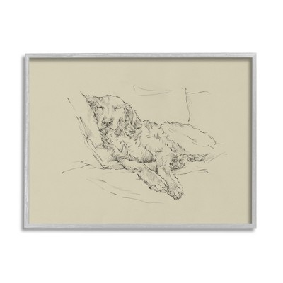 Stupell Resting Labrador Dog Pencil Sketch Framed Giclee