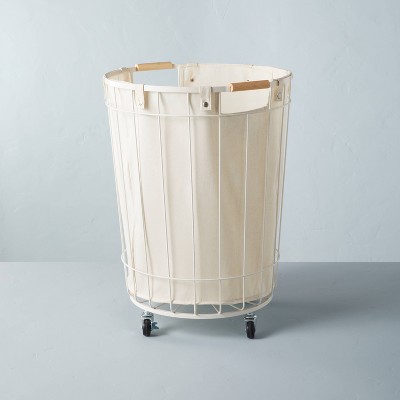 wire laundry basket on wheels