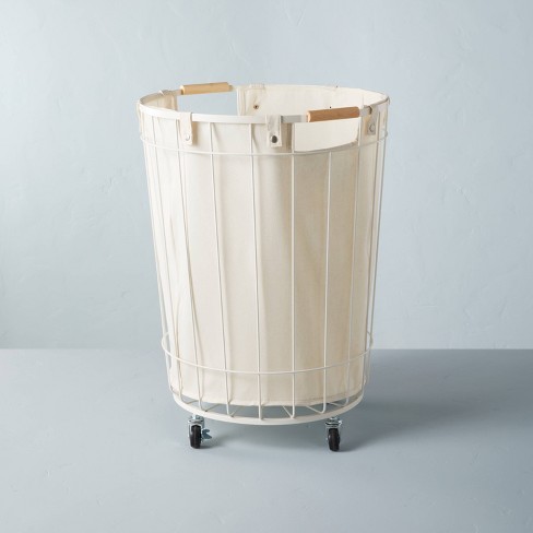 24 Large Wire & Fabric Laundry Hamper Sour Cream - Hearth & Hand™ With  Magnolia : Target