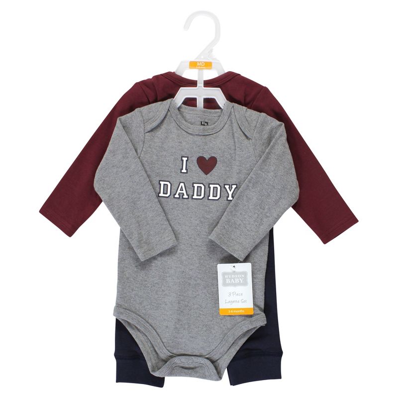 Hudson Baby Infant Boy Cotton Bodysuit and Pant Set, Boy Daddy Long Sleeve, 2 of 6