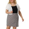 Agnes Orinda Women's Plus Size Short Sleeve Open Front Crochet Lace Allover Cropped Cardigan - 2 of 4