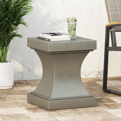 PAGED Outdoor Side Table,Modern Patio End Tables for Backyard,Pool, Indoor Companion,Durable and Rustproof,Irregular,Light Gray