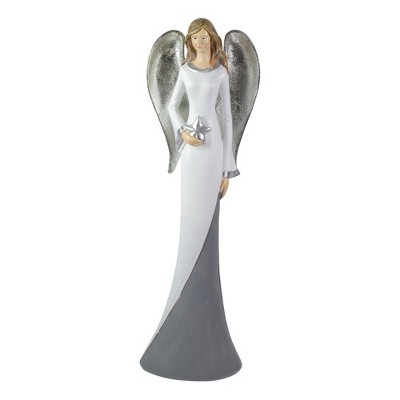  Northlight 16" Silver and White Tabletop Angel Figure 