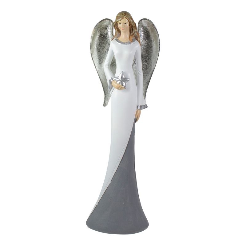 Northlight 16.5" Silver and White Angel with Star Tabletop Figurine, 1 of 6