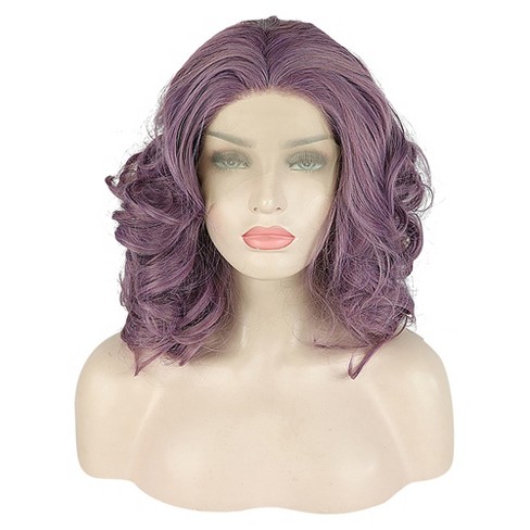 Unique Bargains Medium Long Body Wave Lace Front Wigs For Women With Wig  Cap 14 Purple 1pc : Target