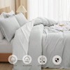 Waffle Weave Duvet Cover Set, King Size, Set of 3, Light Grey, Ultra Soft, Breathable - 2 of 4
