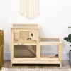 PawHut Extra Large Wooden Hamster Cage W/ Sliding Tray, Seesaw, Small Animal Habitat with Openable Roof, Wide Ramp for Racing, Running Wheel, Natural - 2 of 4