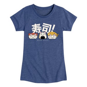 Girls' - Instant Message - Kawaii Neko Sushi Fitted Short Sleeve Graphic T-Shirt - 1 of 4