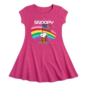 Girls' - Peanuts - Space Traveler Snoopy Fit & Flair Cap Sleeve Graphic Dress - 1 of 3