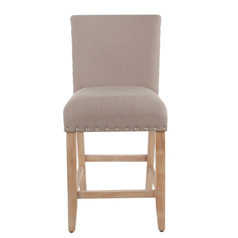 Copley Upholstered Barstool with Faux Leather Light Gray sale - Threshold™