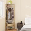 Tangkula 5-Tier Corner Hall Tree w/ Shoe Storage Bench 12 Metal Hooks for Living Room White & Gold - 2 of 4